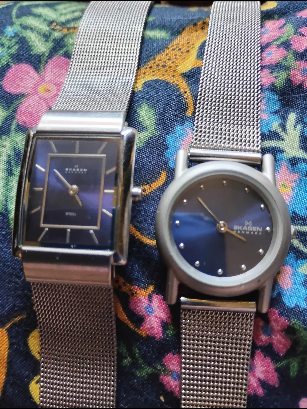 Skagen Men’s & WOMANS Blue Dial Stainless Steel Mesh Strap Watch